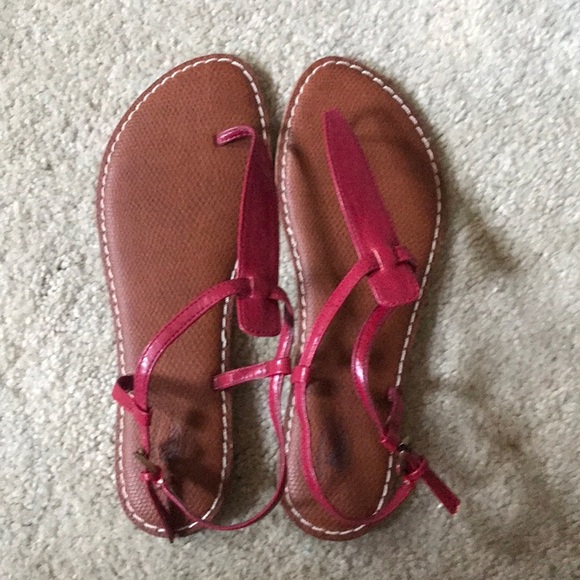 Bass GIA Red Thong Sandals with ankle Straps-Size 9M - Picture 1 of 8